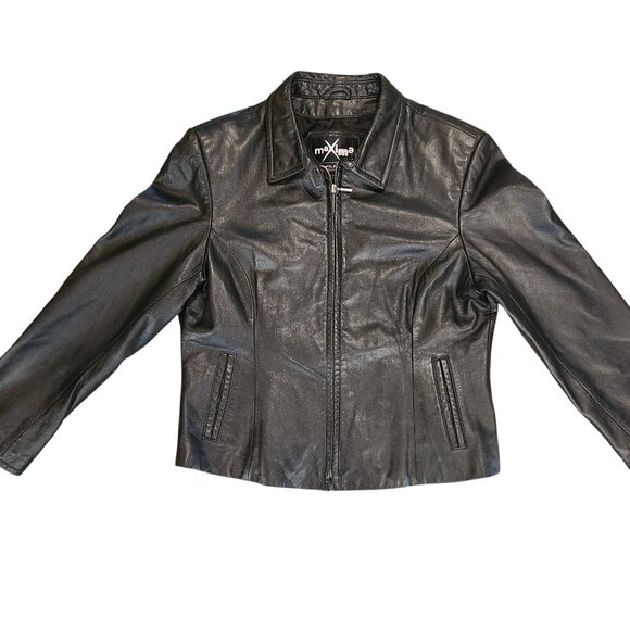 Maxima by Wilsons Women’s Black Genuine Leather Jacket Size L - Picture 6 of 13